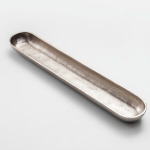NWT -  Threshold Silver Decorative Tray Hammered Aluminum Metal 18" L by 3" W